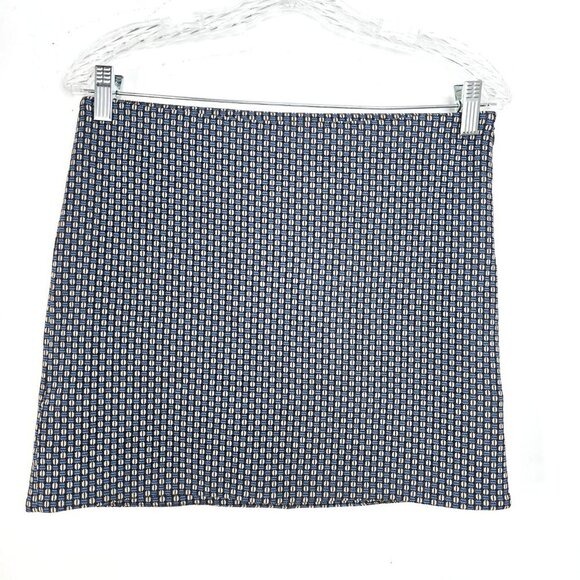 Diane Von Furstenburg Teal Blue Geometric Print Bandage Mini SKirt - Picture 1 of 9